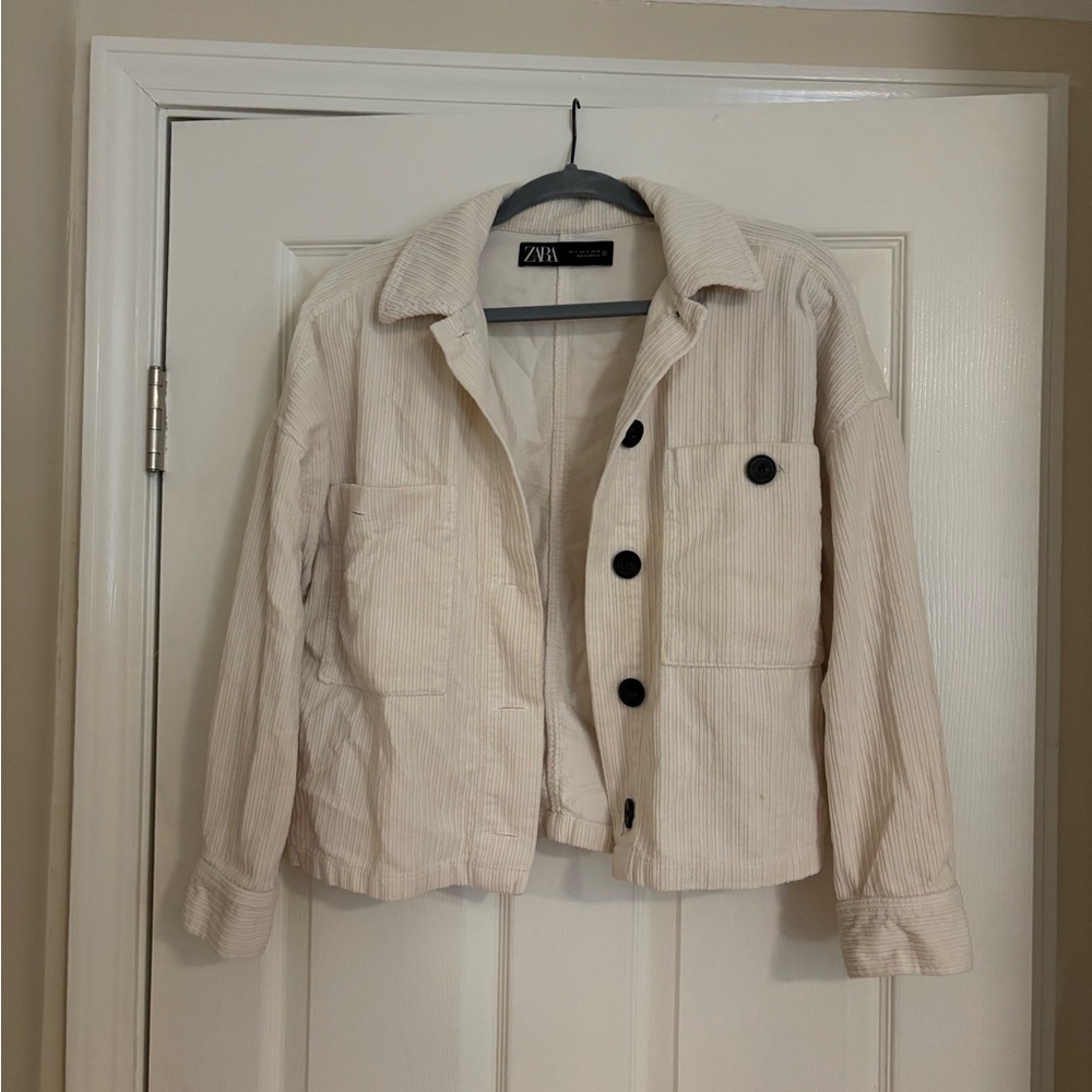 Zara Women's Beige Corduroy Utility Jacket